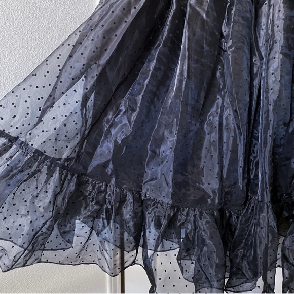 Selkie Caviar French Puff Dress Midi Black Polka Dot Organza XL NWT - Picture 3 of 14